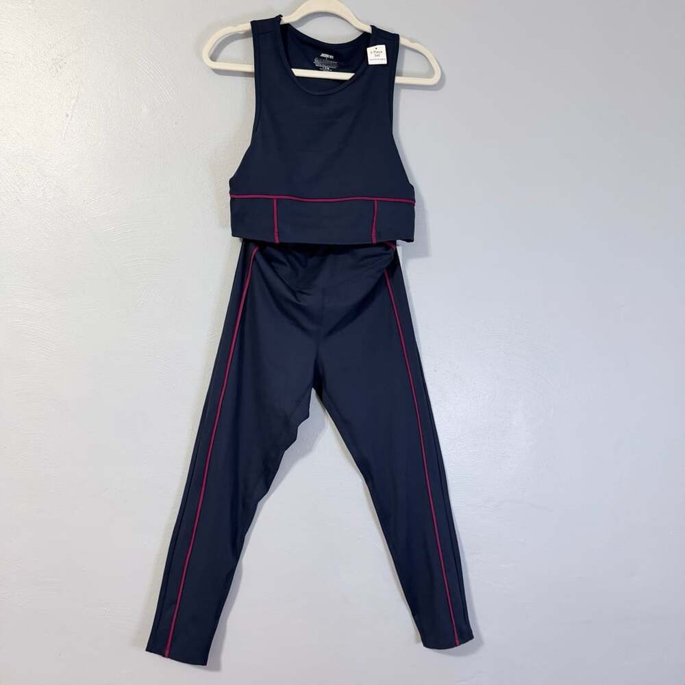 Jason Wu Active 2-Piece gym set Navy Sports Bra Tank and Leggings L